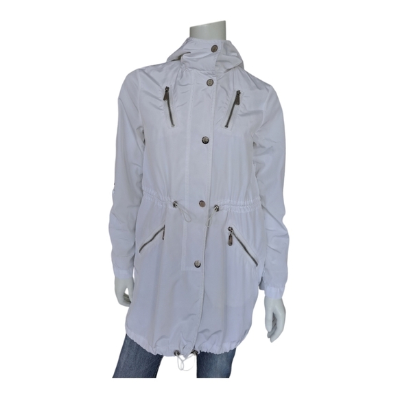 Vince Camuto white women's trench adjustable waist and sleeves autumn fa… - Picture 4 of 15